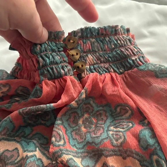 Free People Coral and Teal Floral Dress - Picture 3 of 5